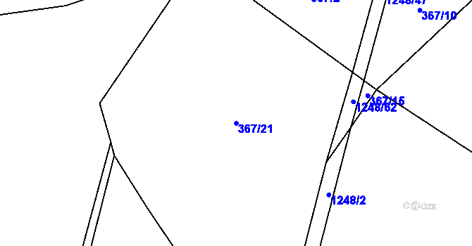 Parcela st. 367/21 v KÚ Chrbonín, Katastrální mapa