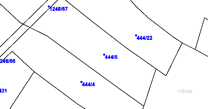 Parcela st. 444/5 v KÚ Chrbonín, Katastrální mapa