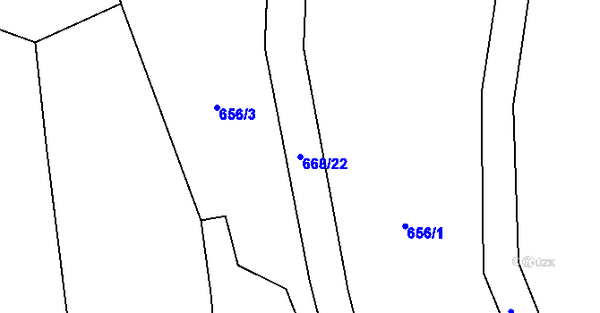 Parcela st. 668/22 v KÚ Chrbonín, Katastrální mapa