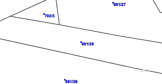 Parcela st. 691/28 v KÚ Chrbonín, Katastrální mapa