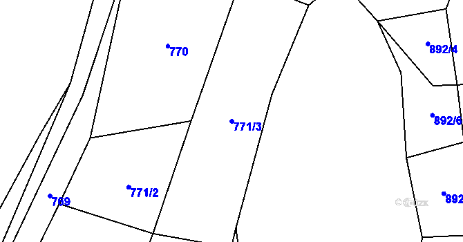 Parcela st. 771/3 v KÚ Chrbonín, Katastrální mapa