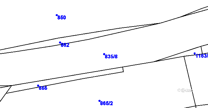 Parcela st. 835/8 v KÚ Chrbonín, Katastrální mapa