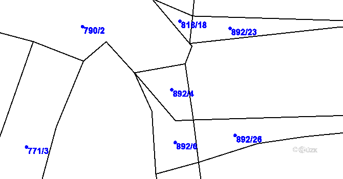 Parcela st. 892/4 v KÚ Chrbonín, Katastrální mapa