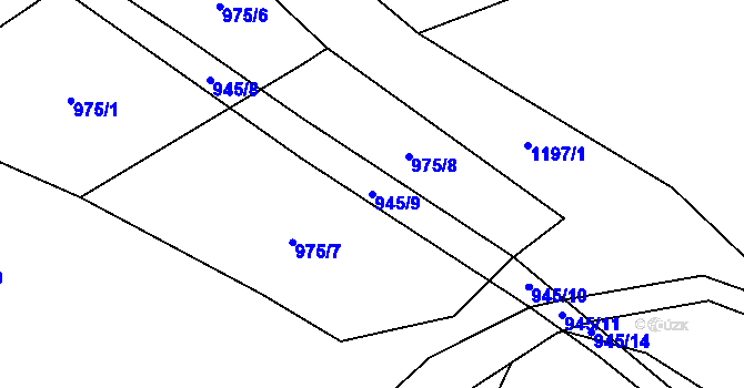 Parcela st. 945/9 v KÚ Chrbonín, Katastrální mapa