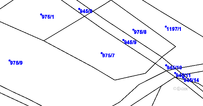 Parcela st. 975/7 v KÚ Chrbonín, Katastrální mapa