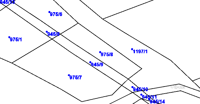 Parcela st. 975/8 v KÚ Chrbonín, Katastrální mapa