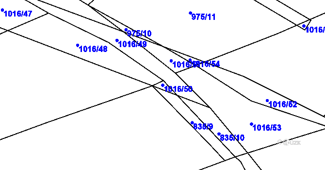 Parcela st. 1016/50 v KÚ Chrbonín, Katastrální mapa