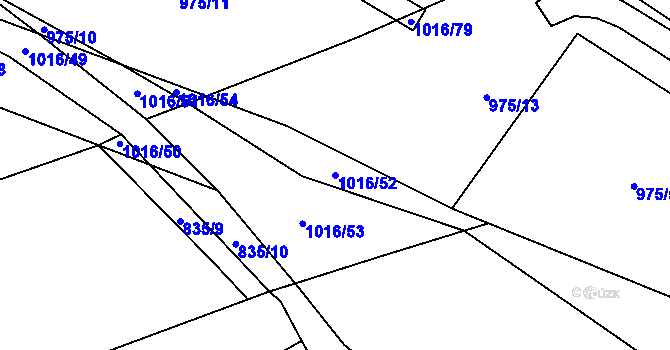 Parcela st. 1016/52 v KÚ Chrbonín, Katastrální mapa