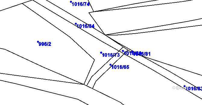 Parcela st. 1016/73 v KÚ Chrbonín, Katastrální mapa