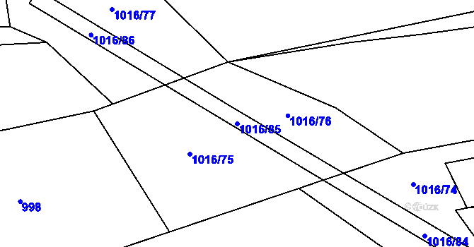 Parcela st. 1016/85 v KÚ Chrbonín, Katastrální mapa