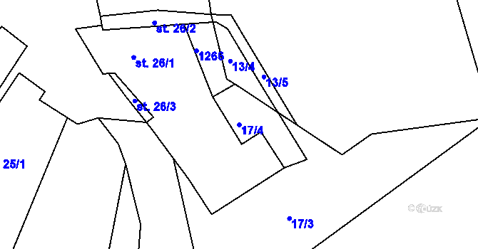 Parcela st. 17/4 v KÚ Chrbonín, Katastrální mapa