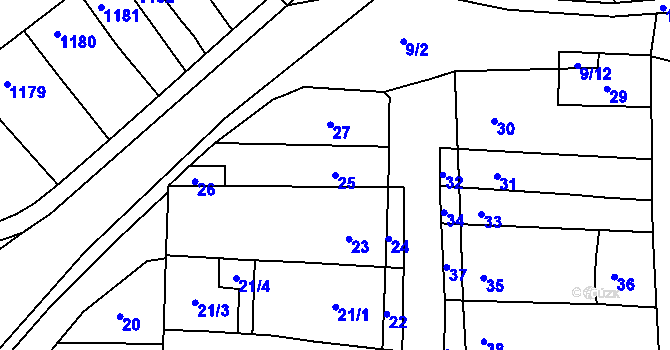 Parcela st. 25 v KÚ Chrlice, Katastrální mapa