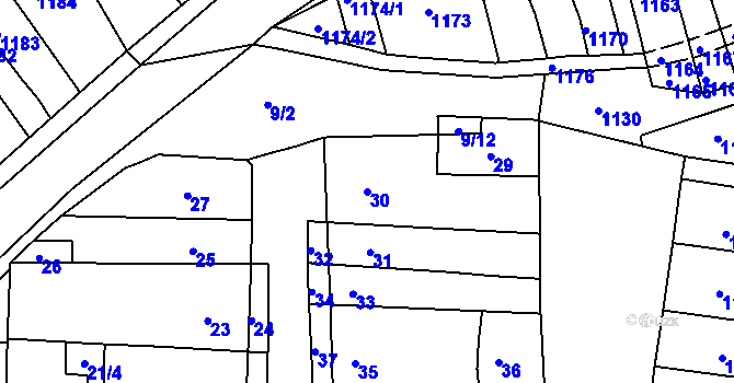 Parcela st. 30 v KÚ Chrlice, Katastrální mapa