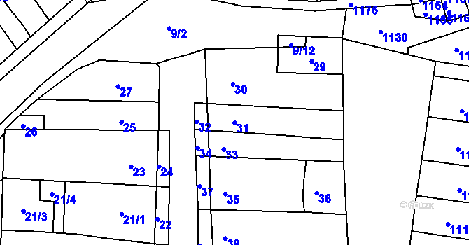 Parcela st. 31 v KÚ Chrlice, Katastrální mapa