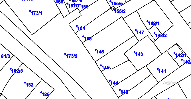 Parcela st. 146 v KÚ Chrlice, Katastrální mapa