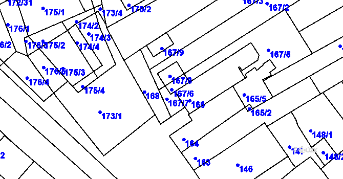 Parcela st. 167/6 v KÚ Chrlice, Katastrální mapa