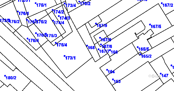 Parcela st. 168 v KÚ Chrlice, Katastrální mapa
