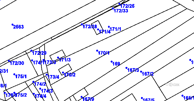 Parcela st. 170/1 v KÚ Chrlice, Katastrální mapa