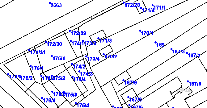 Parcela st. 170/2 v KÚ Chrlice, Katastrální mapa