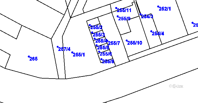 Parcela st. 255/6 v KÚ Chrlice, Katastrální mapa
