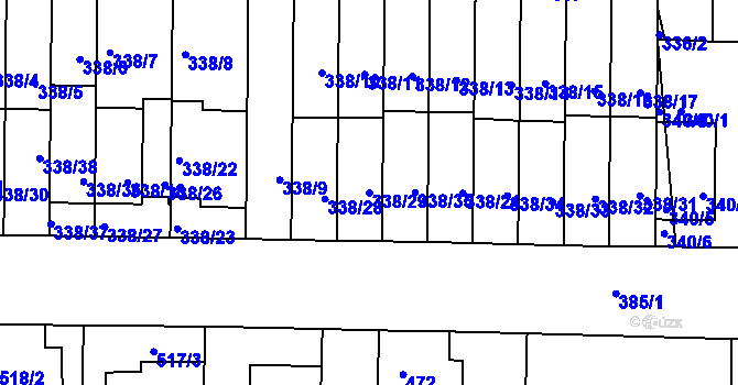 Parcela st. 338/29 v KÚ Chrlice, Katastrální mapa