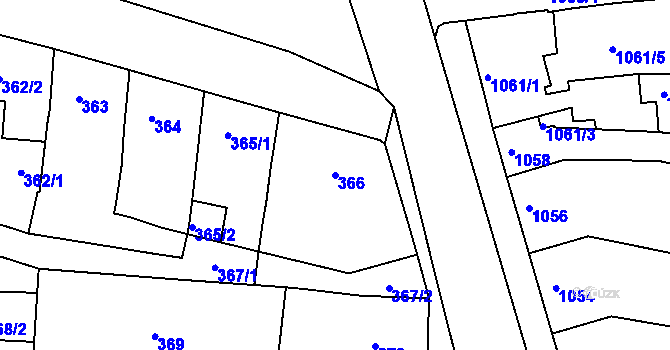Parcela st. 366 v KÚ Chrlice, Katastrální mapa