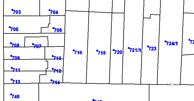 Parcela st. 718 v KÚ Chrlice, Katastrální mapa