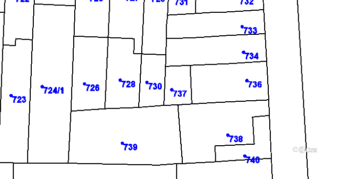 Parcela st. 737 v KÚ Chrlice, Katastrální mapa