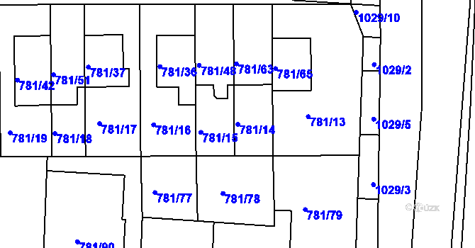 Parcela st. 781/14 v KÚ Chrlice, Katastrální mapa