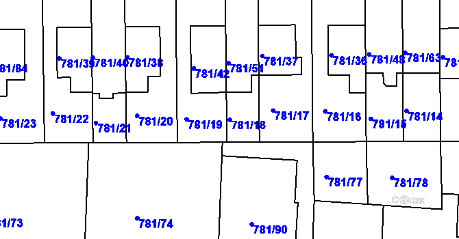 Parcela st. 781/18 v KÚ Chrlice, Katastrální mapa