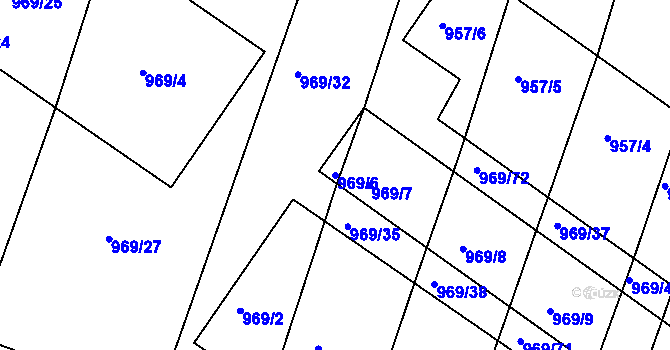 Parcela st. 969/6 v KÚ Chrlice, Katastrální mapa