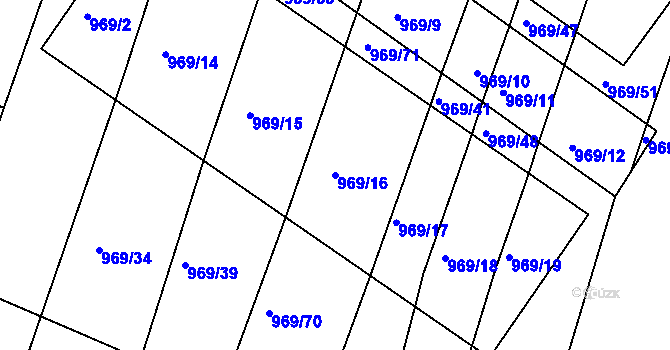 Parcela st. 969/16 v KÚ Chrlice, Katastrální mapa