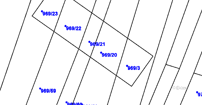 Parcela st. 969/20 v KÚ Chrlice, Katastrální mapa