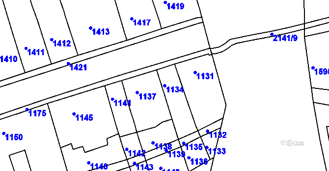 Parcela st. 1134 v KÚ Chrlice, Katastrální mapa