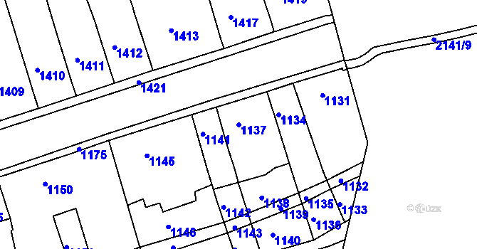 Parcela st. 1137 v KÚ Chrlice, Katastrální mapa