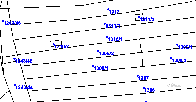 Parcela st. 1309/2 v KÚ Chrlice, Katastrální mapa