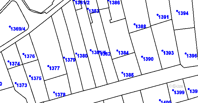 Parcela st. 1382 v KÚ Chrlice, Katastrální mapa