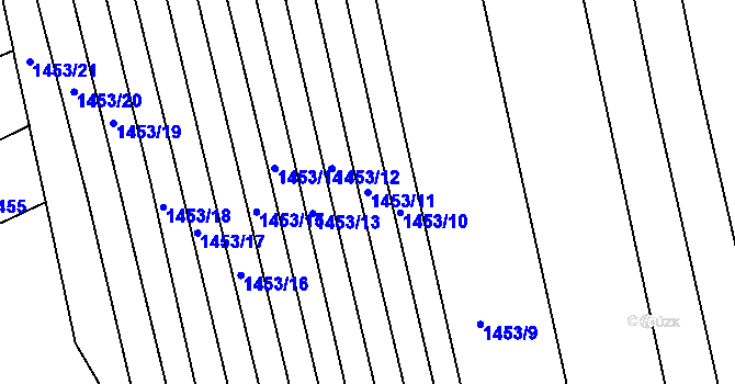 Parcela st. 1453/11 v KÚ Chrlice, Katastrální mapa