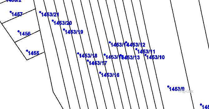 Parcela st. 1453/15 v KÚ Chrlice, Katastrální mapa