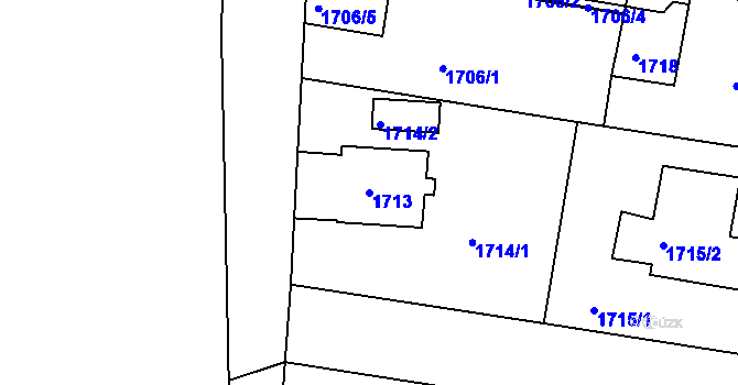 Parcela st. 1713 v KÚ Chrlice, Katastrální mapa