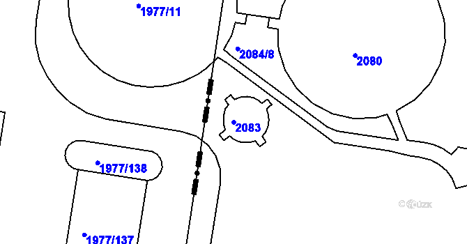 Parcela st. 2083 v KÚ Chrlice, Katastrální mapa