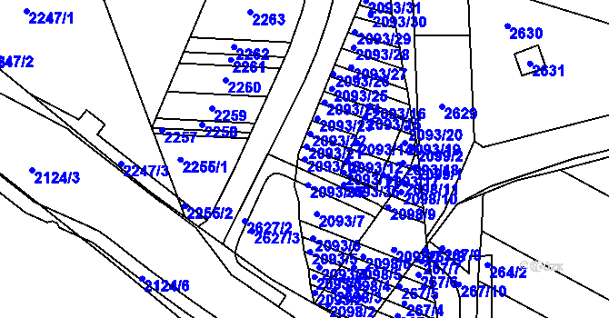 Parcela st. 2093/10 v KÚ Chrlice, Katastrální mapa