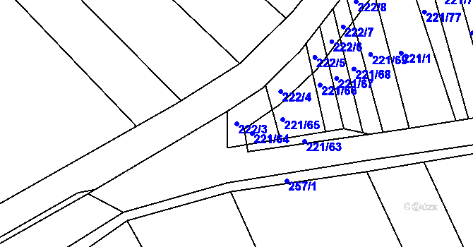 Parcela st. 222/3 v KÚ Chrlice, Katastrální mapa