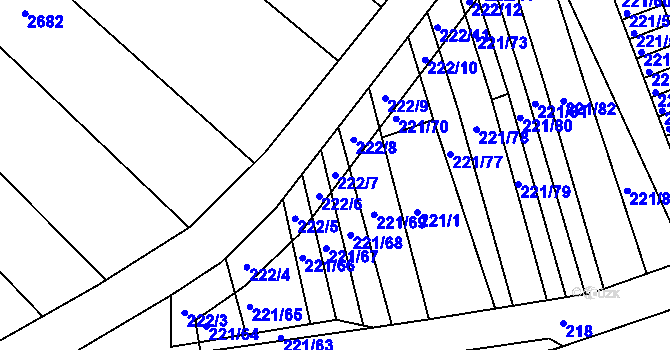 Parcela st. 222/7 v KÚ Chrlice, Katastrální mapa
