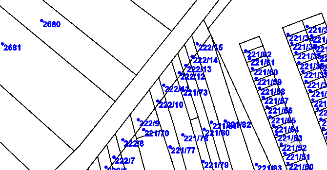 Parcela st. 222/11 v KÚ Chrlice, Katastrální mapa
