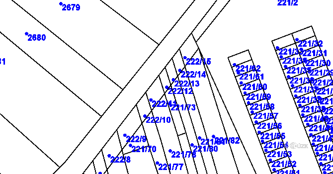 Parcela st. 222/12 v KÚ Chrlice, Katastrální mapa