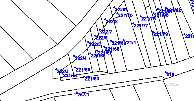 Parcela st. 221/67 v KÚ Chrlice, Katastrální mapa