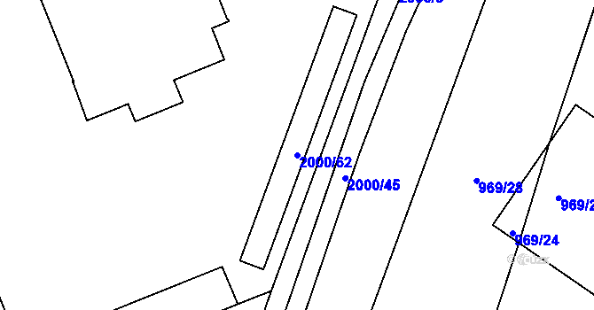 Parcela st. 2000/62 v KÚ Chrlice, Katastrální mapa