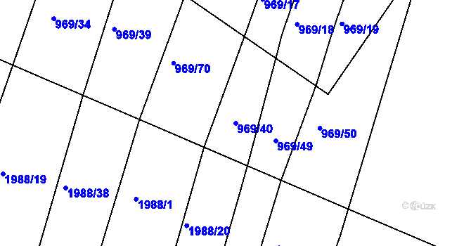 Parcela st. 969/40 v KÚ Chrlice, Katastrální mapa