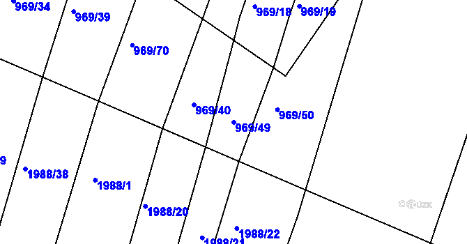 Parcela st. 969/49 v KÚ Chrlice, Katastrální mapa